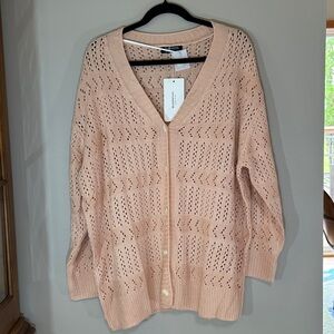 Solid Hollow Out Button Through Bodycon Cardigan